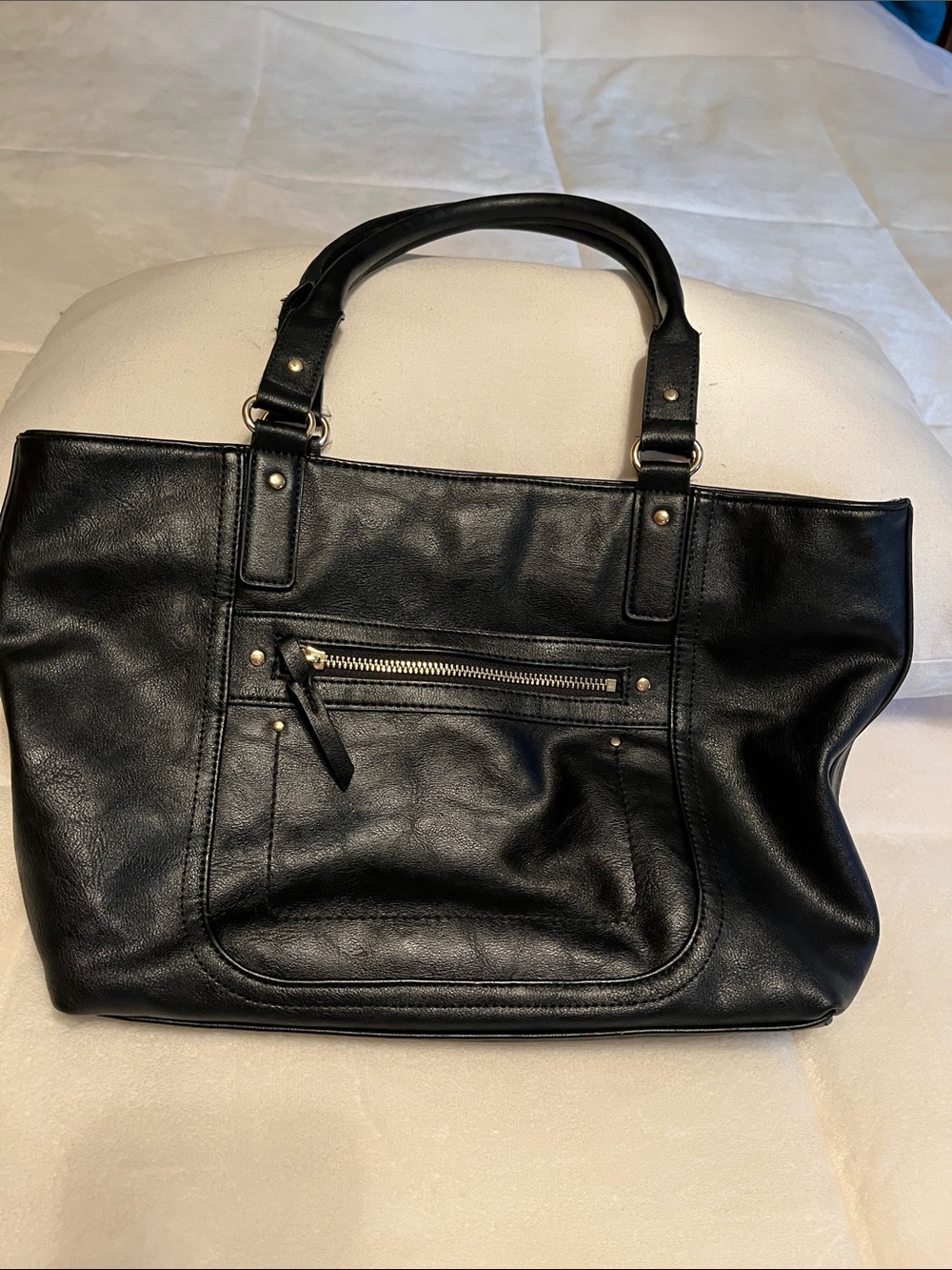INC Black Handbag with Front Zip Pocket
